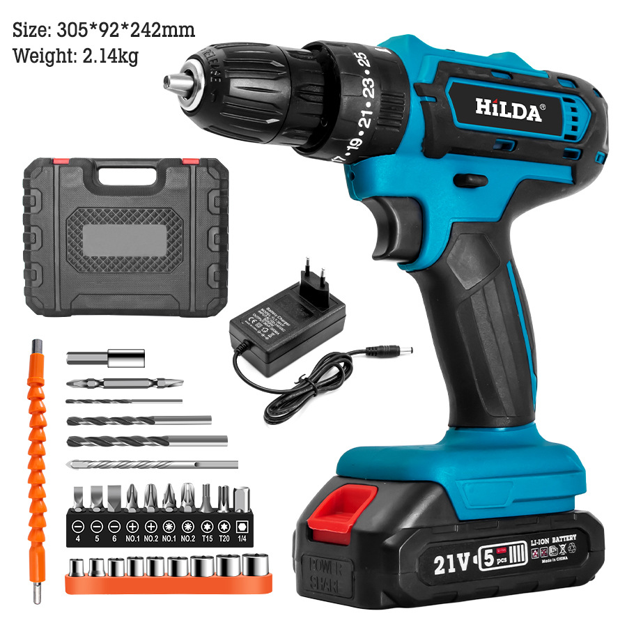 21V Brushless Cordless Drill – 2-Speed Adjustable Electric Drill For Home DIY, Wood & Metal Drilling (Lightweight, LED Lig...