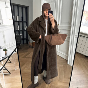 Nordlicht Nordlicht American Retro Winter Loose Fur Coat For Women Fashion Sexy Hot Girl Waist-Tie Plush Jacket - Damenbek...