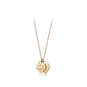 T Brand Classic Double Heart Pendant For 2026 New Model Women Red Green Pink Enamel Necklace Light Simple - Geschenke