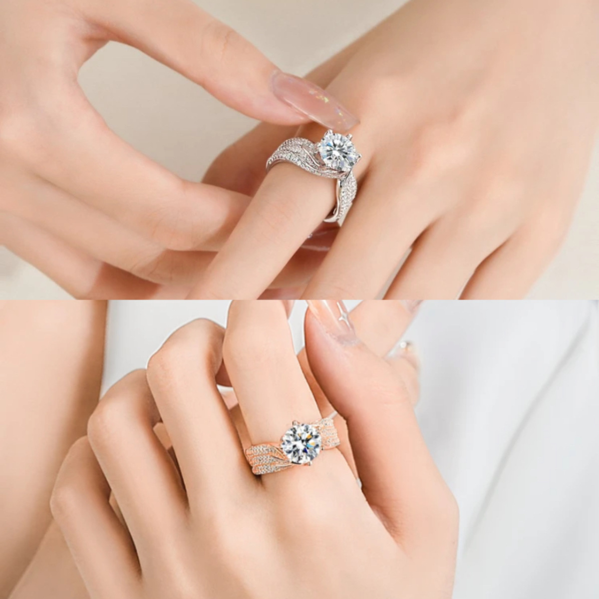 3 Carat 5 Carat Three Lifetimes Love Moissanite Ring Women's Ring Silver Platinum Full Diamond Large Carat Color Diamond R...