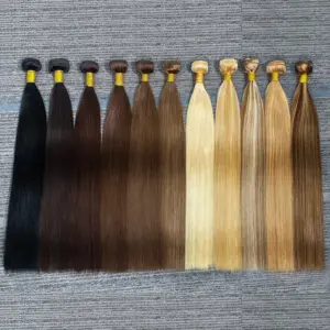 100% Straight Human Hair Bundles Hair Extensions For Women 613 Highlight Hair Solid Color Raw Bundles Braiding On Sale Cle...