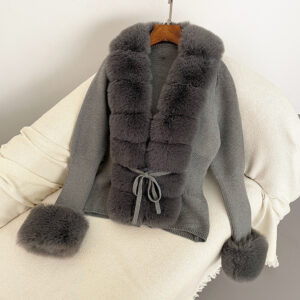 Women's Clothing Autumn And Winter Knitted Sweater Fur Placket Cuffs Detachable Knitted Sweater - Damenbekleidung