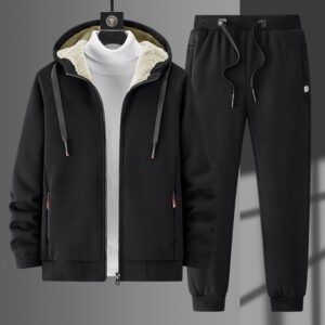 Men's Clothing Two-piece Set Plus Size Winter Cashmere Cardigan Hoodie Tracksuit Men Fleece Pants Men - Herrenbekleidung