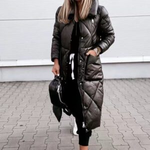 Reflective fashion Temperament Commuter Women's Polo Collar Down Long Sleeve Top Zipper Cotton Coat - Herrenaccessoires