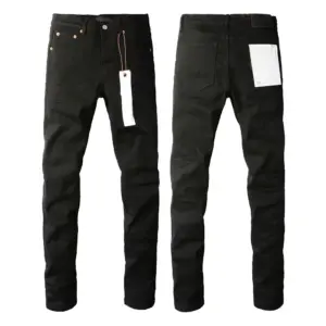 Men's 2024 Solid Streetwear Fashion Black Denim Pants Slim Stretch Jeans - Herrenbekleidung | Technik & Gadgets