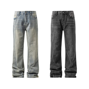 Men's Clothing Distressed Blue Jeans – Vintage Washed Streetwear Pants, High Waist Relaxed Fit, Y2K Baggy Denim For Urban ...