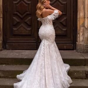 Women's Large Size Lace One Shoulder Long Dress With Train Hip Fishtail Wedding Dress Out Of The Main Yarn Long Dress - Da...