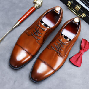 Men's youth business attire, British handsome Derby leather wedding shoes, casual and trendy cowhide shoes - Schuhe