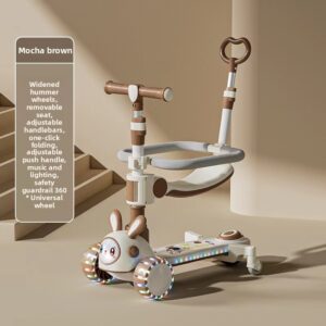 New Plastic Children's Scooter 1-7 Years Old Boys And Girls Music Scooter Can Sit On A Push Folding Scooter - Kinderkleidung