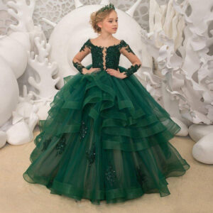 ​​Elegant Lace Princess Dress With Long Train For Flower Girls, Pageants, And Photo Shoots​​ - Kinderkleidung