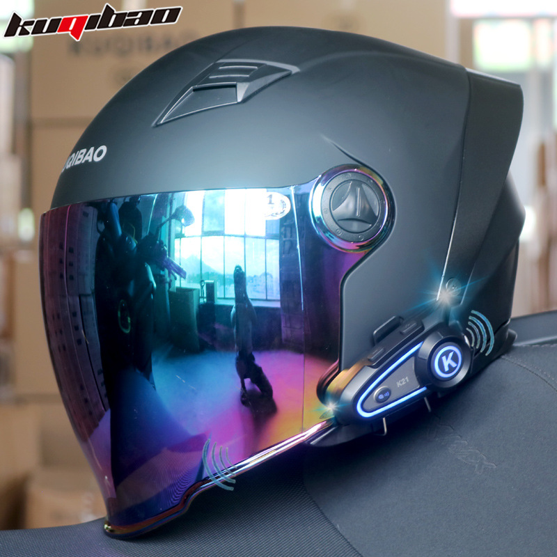 Motorcycle Helmet With Bluetooth Intercom, 3/4 Open Face Design, Dual Visor, 3C Certified, ABS Material, Multiple Color Op...