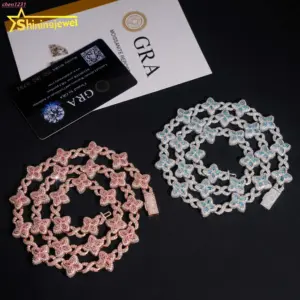 15mm Id Out Hip Hop Jewelry Bralet 925 Solid Silver Marquise Diamond VVS D Moissanite Cuban Link Chain Clover - Geschenke