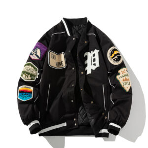 Men's Clothing Style Street Fashion Embroidered Jacket Men Autumn And Winter Hooded Couple Baseball Uniform Teenager Stude...