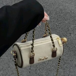 Women's Bucket Bag Vintage Chain Cylinder Bag Frosted Tote Bag Women's Premium Soft Side Crossbody Bag - Taschen