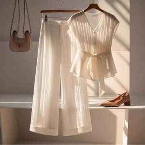 Women's Clothing This Year's Popular Beautiful Xiaoxiang Style Suits For Women New Summer Temperament Chiffon Tops Wide Le...