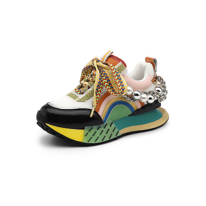 Versatile genuine leather Forrest Gump shoes for women 2024 spring and summer new colorful ethnic style thick soled casual...