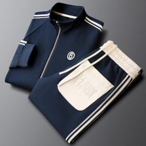 Men's Clothing Autumn Men's Blue Casual Sports Suit Men's Two Piece Suit Fashion Trend Side Stripes Couple Wear - Herrenbe...
