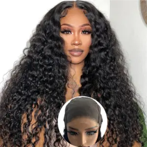 Pre-Bleached Human Hair Water Wave Lace Frontal Wigs for Women Curly HD Lace Wigs - Haircare Products | Technik & Gadgets