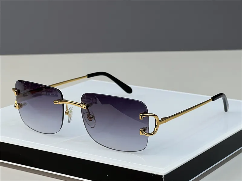 Men Designer Sunglasses Outdoor Fashion Zonnebril Women Vintage Frameless Square Small Rimless Eyewear Anti-reflective - H...