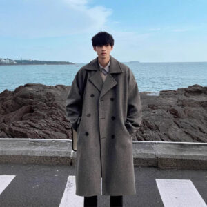 Men's Winter Men's Mid To Long Version Over The Knee Thick Woolen Coat Trendy Korean Windbreaker - Herrenbekleidung