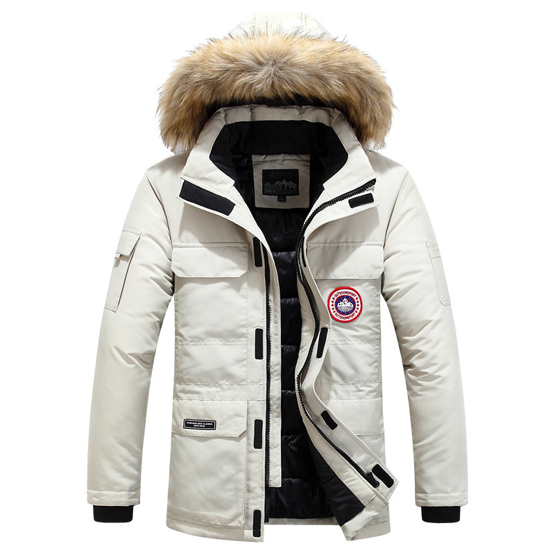 Men’s Oversized Hooded Work Jacket – Heavyweight Winter Coat With Windproof Lining & Multi-Pocket Utility (8 Sizes, Ivory/...
