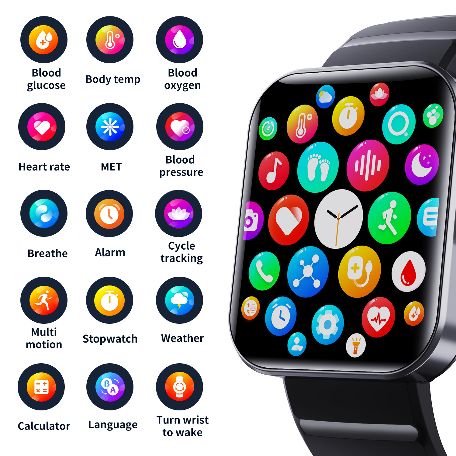 F21pro Smart Watch Non-invasive Blood Glucose Blood Pressure Blood Oxygen Heart Rate Sleep Monitoring Sports Watch - Herre...