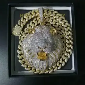 cuban k mens jewelry hip hop Iced out pendant designer necklace bg dia big pendants lion animal rapper accessories chain -...