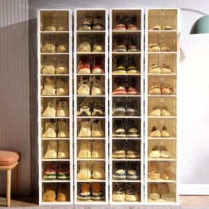 Free Installation Clip Shoe Storage Box Transparent Short Boots Foldable Shoe Cabinet Living Room Plastic Shoe Storage - W...
