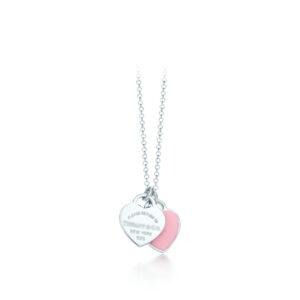 T Brand Classic Double Heart Pendant For Women Red Green Pink Enamel Necklace 2026 New Model Light Simple - Geschenke