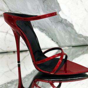 P9 New Pointed Stiletto Heels Red Patent Leather Strap Half Drag Open Toe Sexy High Heel Women's Sandals - Schuhe