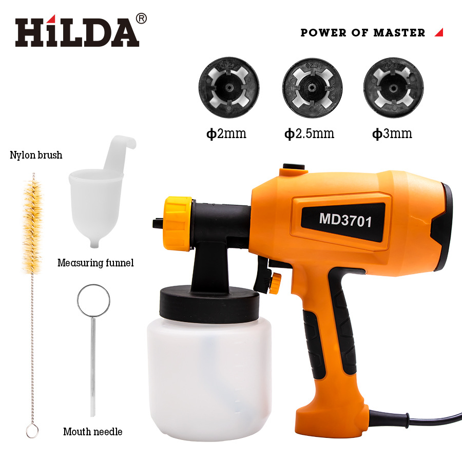 HILDA Electric Spray Gun With 4 Nozzles, High-Pressure Paint Sprayer For Latex & Oil-Based Paint, Detachable & Adjustable ...