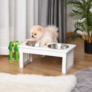 Rutschfeste Futterstation Für Hunde, Weiß, 44x24x15 Cm, 0.9L Pro Napf - Spielzeug | Technik & Gadgets