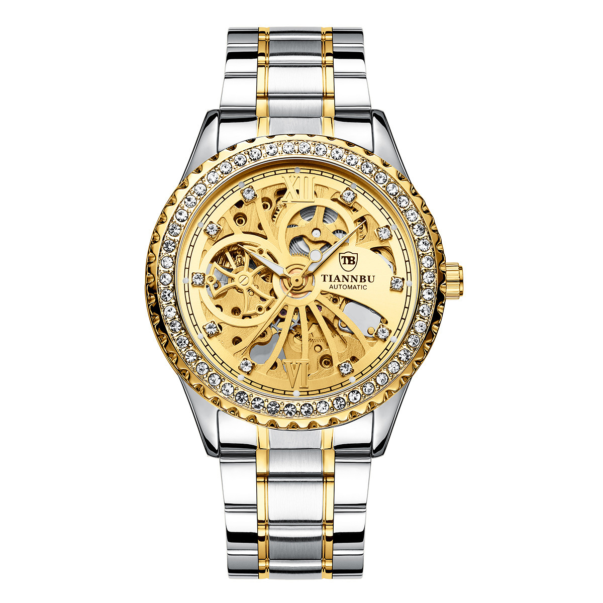 Men's Watches Automatic Mechanical Watch Men's Watch Tourbillon Hollow Diamond Inlaid Steel Belt Glow-in-the-dark Waterpro...