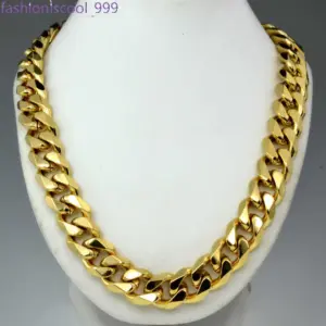 210g Heavy Mens Gold Filled Solid Cuban Curb Chain Necklace N276 60CM - Geschenke | Technik & Gadgets