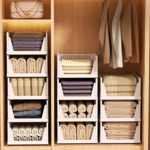 Foldable Clothes Basket Stackable Drawer Wardrobe Layered Partition Organizer Pull-out Storage Rack - Waschen & Reinigen