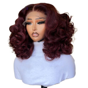 Burgundy Loose Wave 99J Colored Wig 13x4 Transparent Lace Front Glueless Human Hair Wig Pre Plucked Ready To Wear - Hairca...