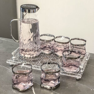 Home Furniture Water Cup Set Home Living Room Light Luxury Glass Simple Water Resistant Utensil Ins Teacup Teapot Tea Set ...