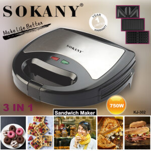 3 in 1 European Standard Household Sandwich Maker Toaster Stainless Steel Multifunctional Breakfast Maker - Kochen