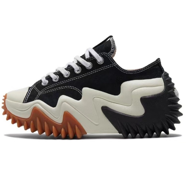 wave Black Platform Cake Second Generation Thick Bottom Heightening High Top Canvas Shoes Board Shoes Thick Bottom Cross B...