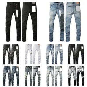 Mens High-quality Jeans Fashion Design Distressed Ripped Bikers Womens Denim Cargo For Men Black Pants - Herrenbekleidung