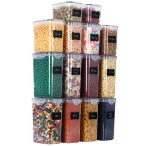 14-piece sealed jar set kitchen crisper food grade PP storage box grains transparent plastic storage jar - Waschen & Reinigen