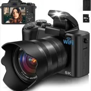 8K Digital Camera, 88MP Cameras For Photography With WiFi & Touch Screen, 16X Zoom Vlogging Camera - Computer
