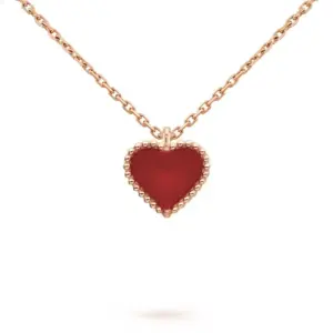 Sweet Heart Pendant Designer Jewelry Love Necklaces Four Leaf Clover Sterling Sier Rose Gold Red Heart-Shaped Necklace - G...