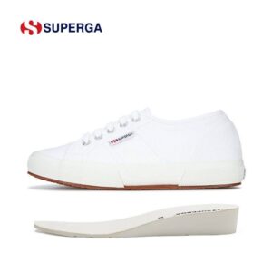 SUPERGA Classic Low-Top Canvas Sneakers With Hidden Wedge For Women - Comfortable & Stylish White Shoes With 4.5cm Lift​​ ...