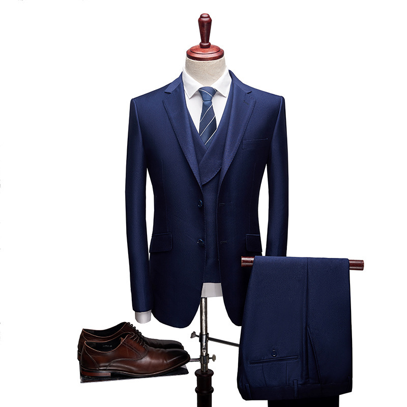CT 2025 Autumn New Men's Set Premium Wedding Groom Korean Style Slim Fit Three-Piece Suit - Herrenbekleidung