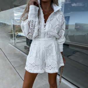 Women's New Fashion Solid Color Hollow Niche Design Elegant Suit - Damenbekleidung | Technik & Gadgets