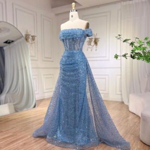 Women's Clothing One Shoulder Fishtail Long Skirt Light Luxury Temperament Host Beaded Sequin Dress - Damenbekleidung