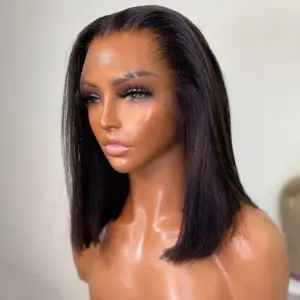 13X4 Lace Front Wig Pre Plucked Human Hair Wigs For Women Short Straight Bob Remy Brazilian Sale - Haircare Products