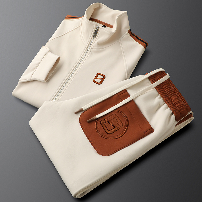 Men's Clothing Light Luxury Apricot Casual Sports Suit Men's Slim Fit Couple Wear Two Piece Suit Autumn Men And Women Same...