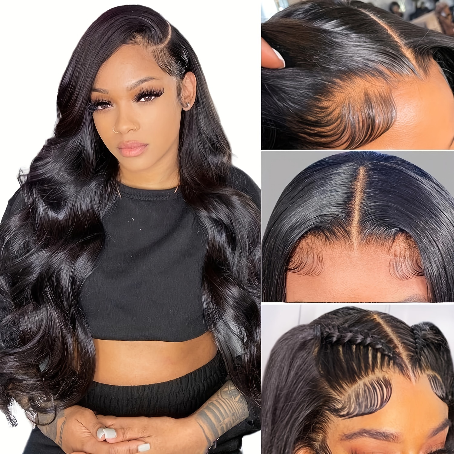 180% Density 4x4 Lace Front Human Hair Wig Body Wave Lace Front Wigs Human Hair Pre-cut Wear And Go Glueless HD Lace Closu...